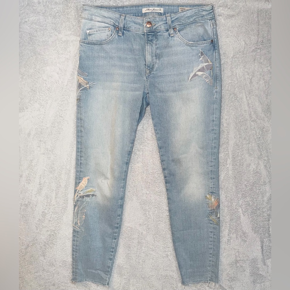 Mavi Embroidered Mid Rise Super Skinny Jeans Womens Size 29 Adriana Ankle EUC